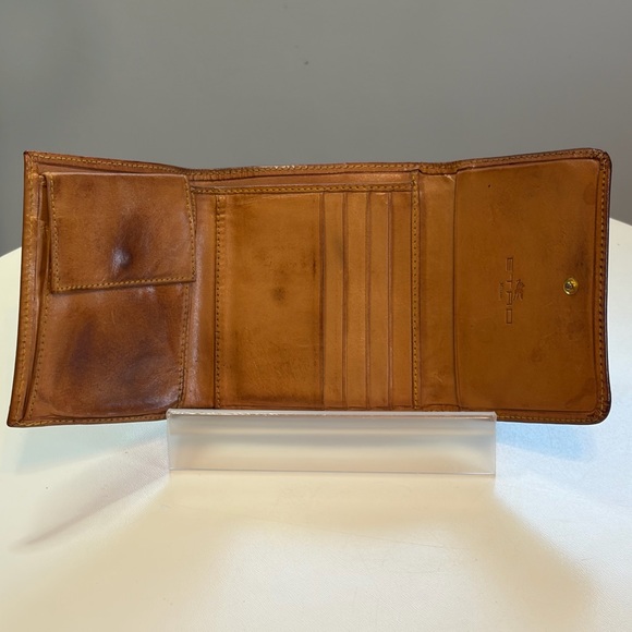Etro Milano Vintage Trifold Bordeaux Paisley & Tan Leather Wallet w/ Coin Pouch - Picture 4 of 16